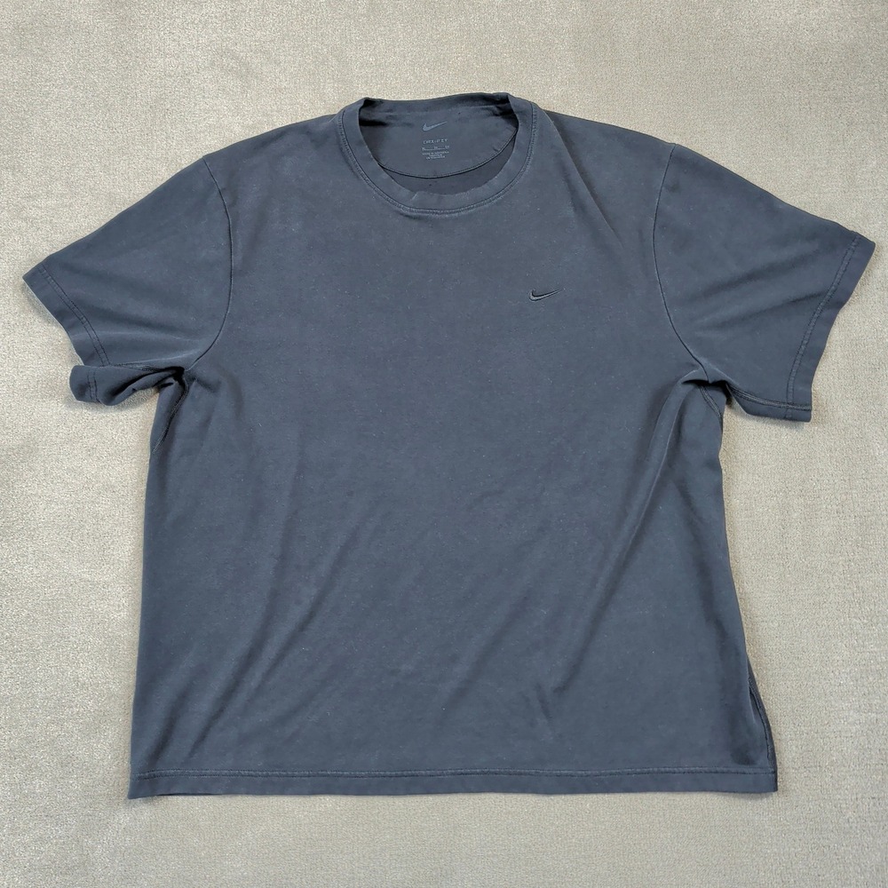 Nike Dri-FIT Shirt Mens XL Black Short Sleeve Cotton Blend Embroidered Swoosh